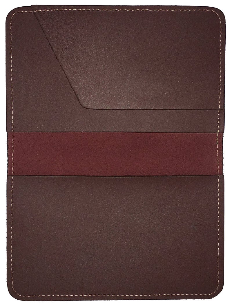 123 Cheap Checks Burgundy Leather Top Stub Checkbook Cover - Image 2
